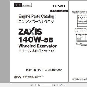 Hitachi Isuzu Engine 4JJ1-XZSA02 Parts Catalog 4JJ1-XZSA02-12
