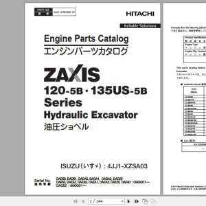 Hitachi Isuzu Engine 4JJ1-XZSA03 Parts Catalog 4JJ1-XZSA03-16
