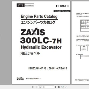 Hitachi Isuzu Engine 6HK1-XASA13 Parts Catalog 6HK1-XASA13-1