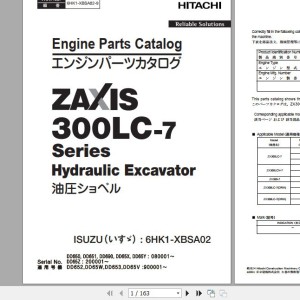 Hitachi Isuzu Engine 6HK1-XBSA02 Parts Catalog 6HK1-XBSA02-9