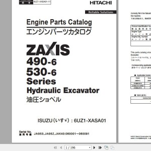 Hitachi Isuzu Engine 6UZ1-XASA01 Parts Catalog 6UZ1-XASA01-11