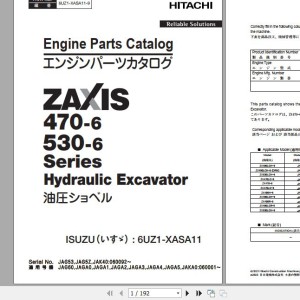 Hitachi Isuzu Engine 6UZ1-XASA11 Parts Catalog 6UZ1-XASA11-9