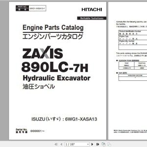 Hitachi Isuzu Engine 6WG1-XASA13 Parts Catalog 6WG1-XASA13-1