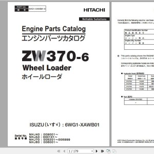 Hitachi Isuzu Engine 6WG1-XAWB01 Parts Catalog 6WG1-XAWB01-9