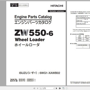 Hitachi Isuzu Engine 6WG1-XAWB02 Parts Catalog