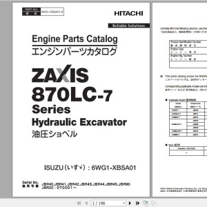 Hitachi Isuzu Engine 6WG1-XBSA01 Parts Catalog 6WG1-XBSAOI-9