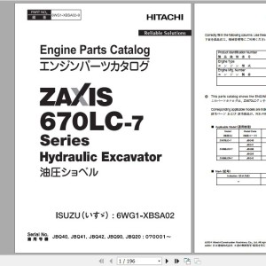 Hitachi Isuzu Engine 6WG1-XBSA02 Parts Catalog 6WG1-XBSA02-9