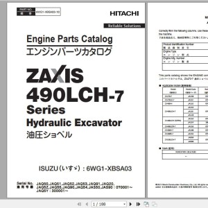 Hitachi Isuzu Engine 6WG1-XBSA03 Parts Catalog 6WG1-XBSA03-10