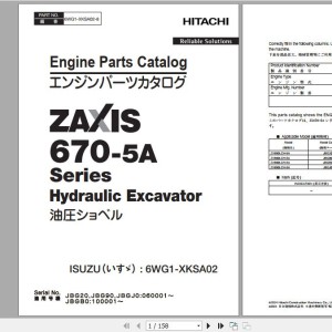 Hitachi Isuzu Engine 6WG1-XKSA02 Parts Catalog 6WG1-XKSA02-8