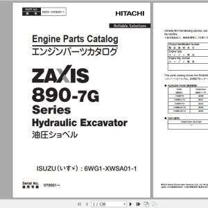 Hitachi Isuzu Engine 6WG1-XWSA01-1 Parts Catalog 6WG1-XWSA01-1