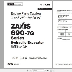 Hitachi Isuzu Engine 6WG1-XWSA02-1 Parts Catalog 6WG1-XWSA02-1