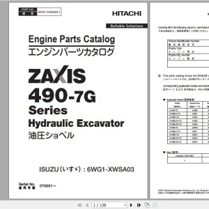 Hitachi Isuzu Engine 6WG1-XWSA03 Parts Catalog 6WG1-XWSA03-1