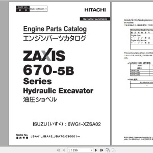 Hitachi Isuzu Engine 6WG1-XZSA02 Parts Catalog 6WG1-XZSA02-11