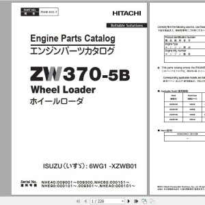 Hitachi Isuzu Engine 6WG1-XZWB01 Parts Catalog PNHE-EG1-7