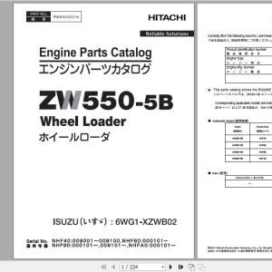 Hitachi Isuzu Engine 6WG1-XZWB02 Parts Catalog PNHF40-EG1-6