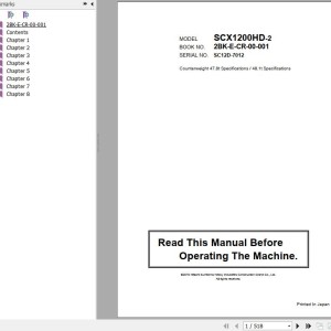 Hitachi SCX1200HD-2 Operator's Manual 2BK-E-CR-00-001