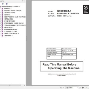 Hitachi SCX2800A-3 Operator's Manual