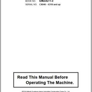 Hitachi SCX400 Operator's Manual EM23D-1-3