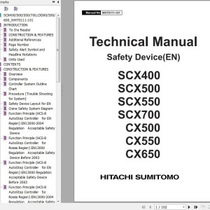 Hitachi SCX400 To CX650 Technical Manual Safety Device WHT0111-101