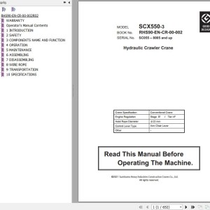 Hitachi SCX550-3 Operator's Manual RHS90-EN-CR-00-002