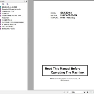 Hitachi SCX800-2 Operator's Manual 25S-EN-CR-00-004