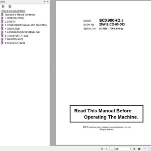 Hitachi SCX900HD-2 Operator's Manual 25W-E-CO-00-003