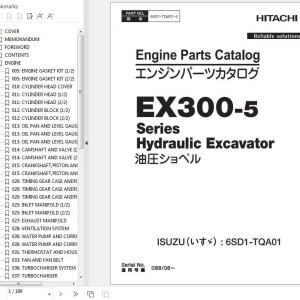 Hitachi EX300-5 Engine Parts Catalog 6SD1-TQA01-4