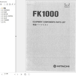 Hitachi FK1000 Equipment Components Parts List P4609-H-1