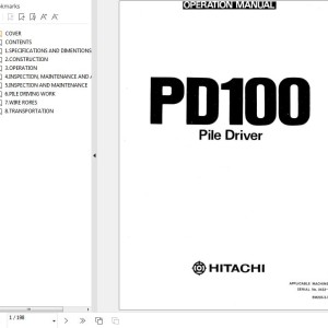 Hitachi PD100 Pile Driver Operators Manual EM203-3-3