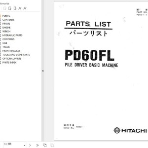 Hitachi PD60FL Pile Driver Basic Machine Parts List P269-1-1