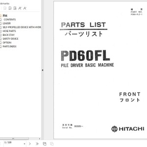 Hitachi PD60FL Pile Driver Basic Machine Parts List P269-FL2-1