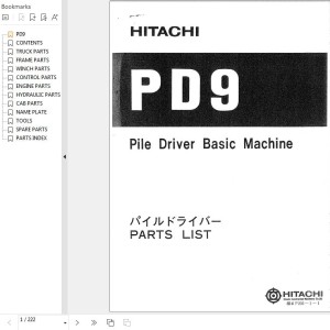 Hitachi PD9 Pile Driver Basic Machine Parts List P202-1-1