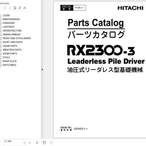 Hitachi RX2300-3 Leaderless Pile Driver Parts Catalog P1UB-1-1