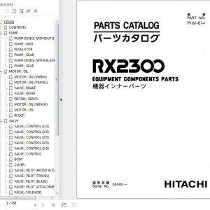 Hitachi RX2300 Equipment Components Parts Catalog P1G1-E1-1