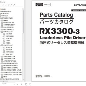 Hitachi RX3300-3 Leaderless Pile Driver Parts Catalog P1UC-1-2