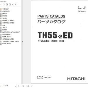 Hitachi TH55-2ED Hydraulic Earth Drill Parts Catalog P202-4-3