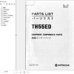 Hitachi TH55ED Equipment Components Parts List P202-E1-1