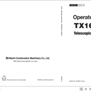 Hitachi TX160 Telescopic Crawler Crane Operators Manual EM1F8-1-3