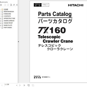 Hitachi TX160 Telescopic Crawler Crane Parts Catalog P1F8-1-1