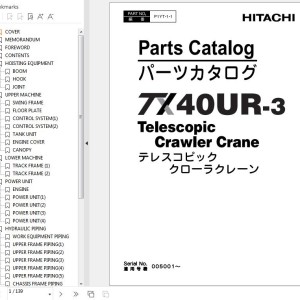 Hitachi TX40UR-3 Telescopic Crawler Cranes Parts Catalog P1YT-1-1