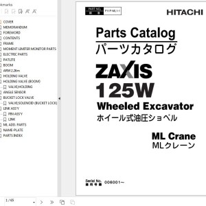 Hitachi ZX125W ML Crane Parts Catalog P11P-ML1-1
