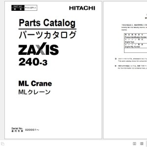 Hitachi ZX240-3 ML Crane Parts Catalog P1V1-OP1-1