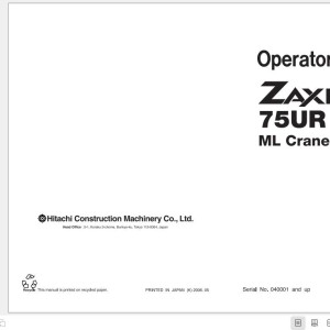 Hitachi ZX75UR ML Crane Operators Manual EM1CF-ML1-1
