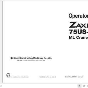Hitachi ZX75US-A ML Crane Operator Manual EM1CG-ML1-1