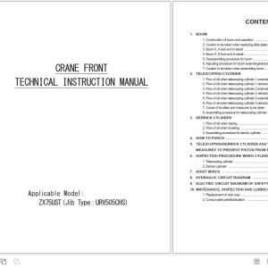 Hitachi ZX75UST Crane Front Technical Instruction Manual