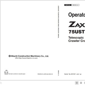 Hitachi ZX75UST Telescopic Crawler Crane Operator Manual EM1CX-1-4