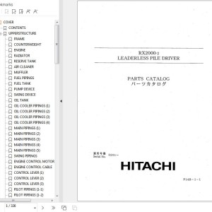 Hitachi RX2000-2 Leaderless Pile Driver Parts Catalog P14B-1-1