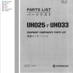 Hitachi UH025-7 UH033 Parts List P7259-H-3
