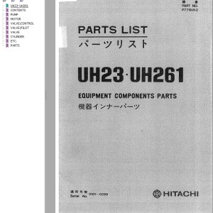 Hitachi UH23 UH261 Parts List P7719-H-2