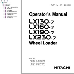 Hitachi LX130-7 LX160-7 LX190-7 LX230-7 Operator's Manual OW655CE(H)